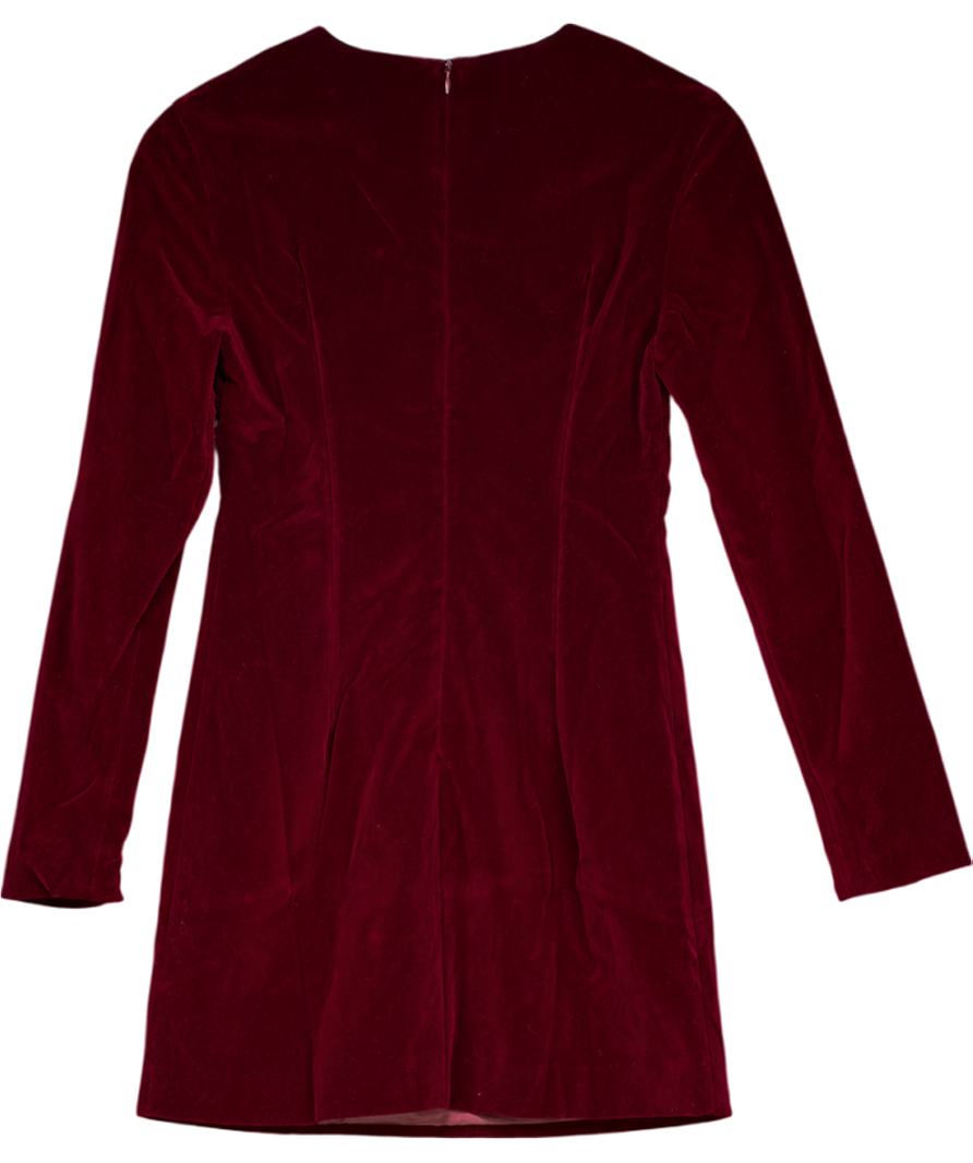 Commense Red Velvet Long Sleeve Midi Dress UK XS