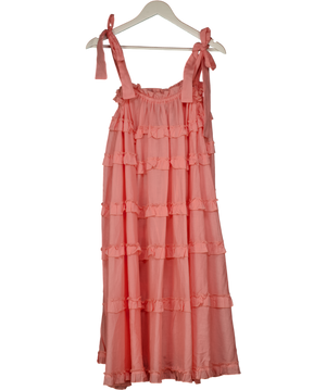 BY MALINA Coral Pink Tiered Ruffled Dress UK S/M
