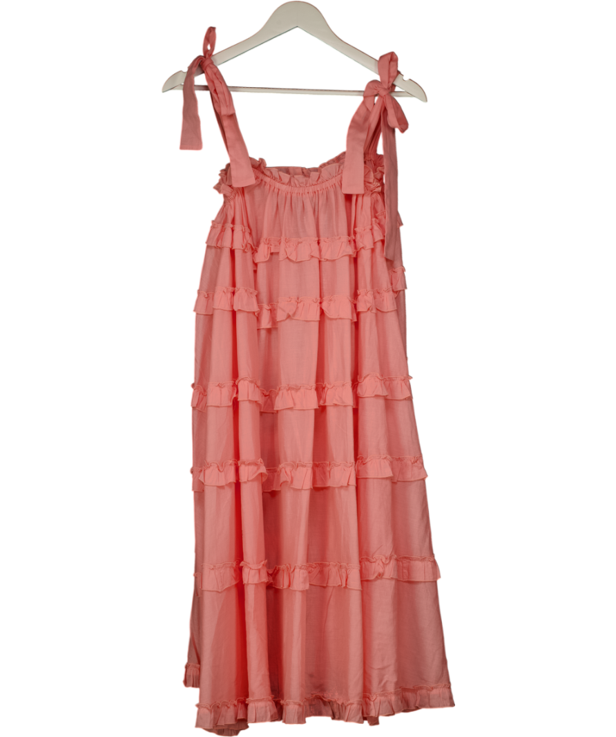 BY MALINA Coral Pink Tiered Ruffled Dress UK S/M