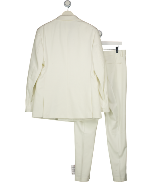ASOS Slim Double Breasted Tuxedo 40" And Slim Trousers  With Satin Detail In Ivory Cream W32
