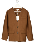 PRETTY LAVISH Brown Collarless Blazer Jacket UK S