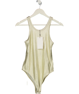ZARA Metallic Gold Ribbed Bodysuit UK M