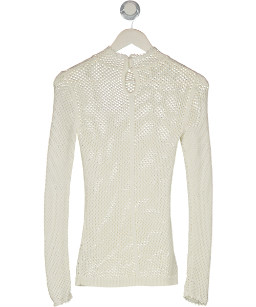 AllSaints Cream Avril Roll Neck Open Stitch Jumper UK S