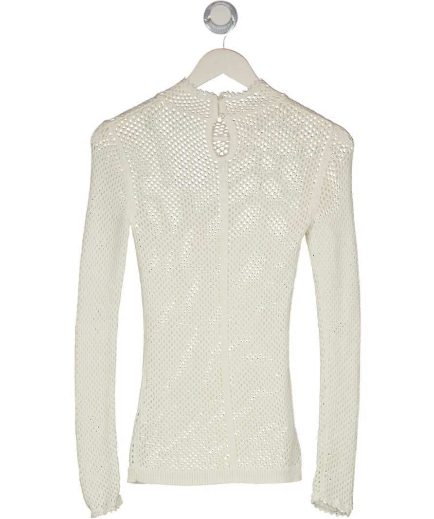 AllSaints Cream Avril Roll Neck Open Stitch Jumper UK S