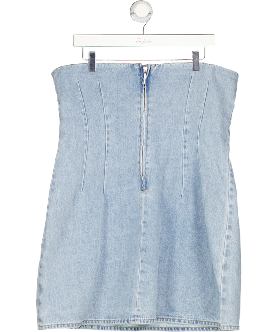 MESHKI Blue Akira Embroidered Denim Mini Dress UK XXL