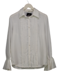 Commense White Pleated Bell Sleeve Shirt UK XS