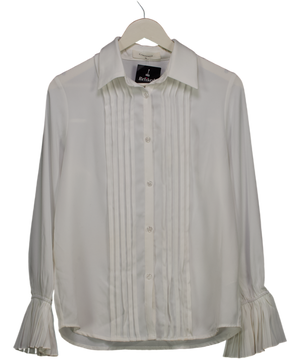 Commense White Pleated Bell Sleeve Shirt UK XS
