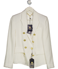HOLLAND COOPER Double Breasted Blazer Oyster White Linen UK 10