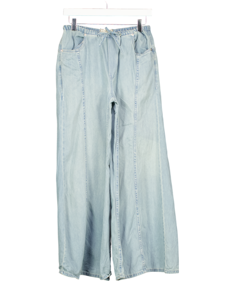 FREE PEOPLE Blue We The Free Wide Leg Drawstring Denim Trouser UK XS