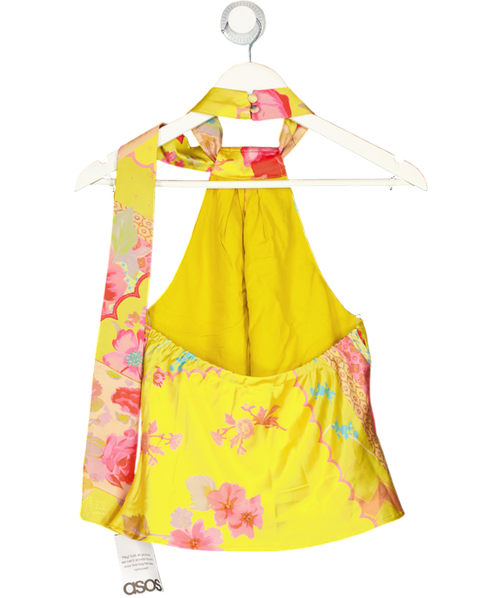 ASOS Top With Scarf Detail In Yellow Floral UK 6