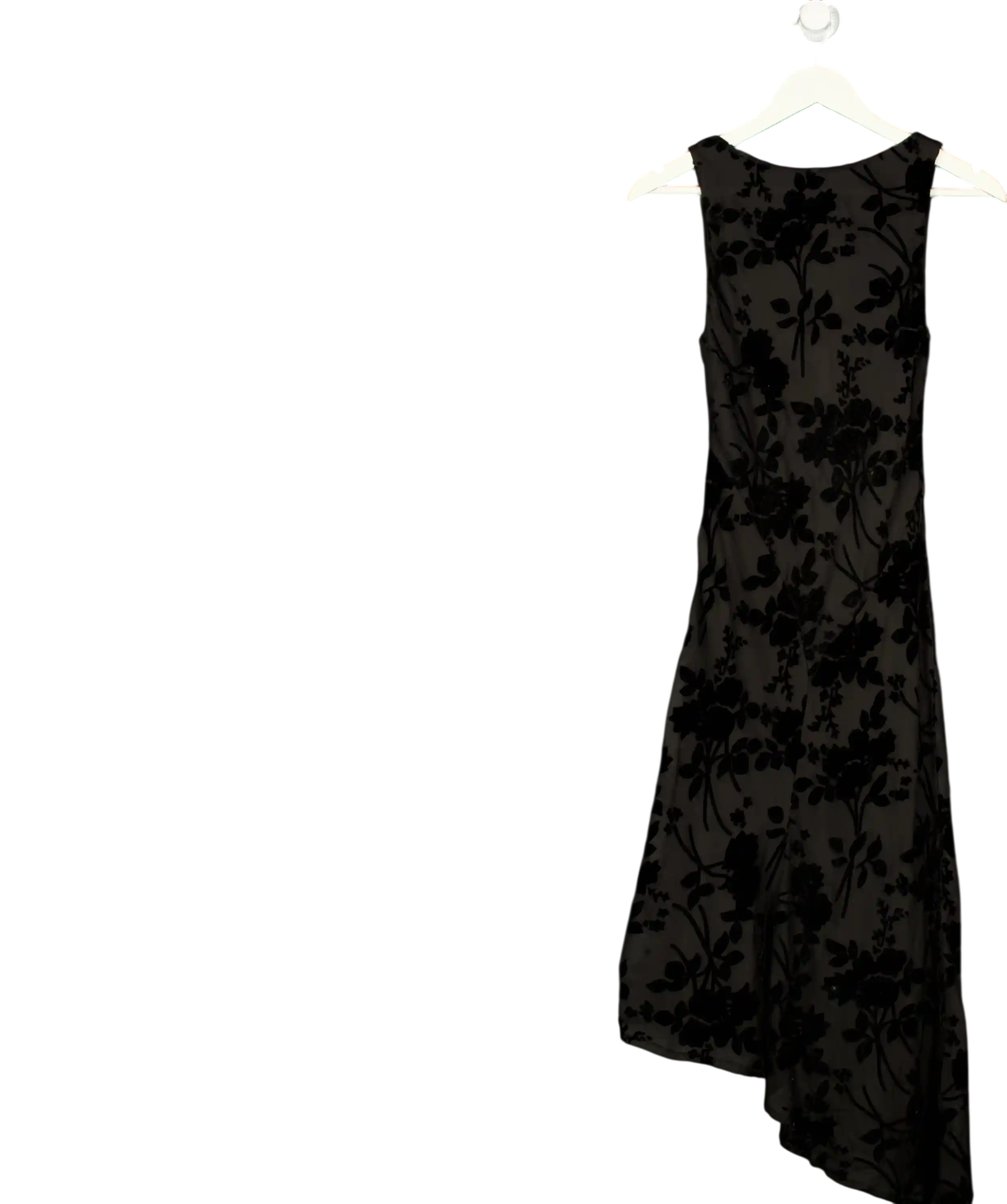 SALTED MUSE Black Velvet Floral Asymmetric Dress UK S