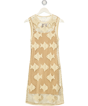 SANDRO Nude Fish Crochet-knit Mini Dress Fr38 UK 10