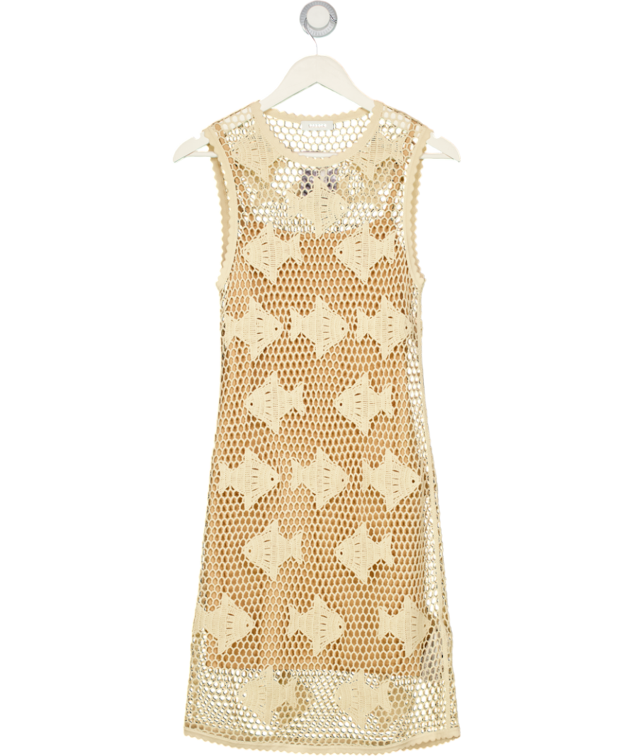 SANDRO Nude Fish Crochet-knit Mini Dress Fr38 UK 10