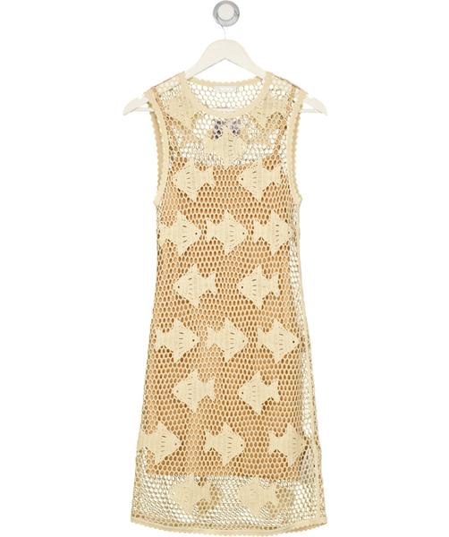 SANDRO Nude Fish Crochet-knit Mini Dress Fr38 UK 10