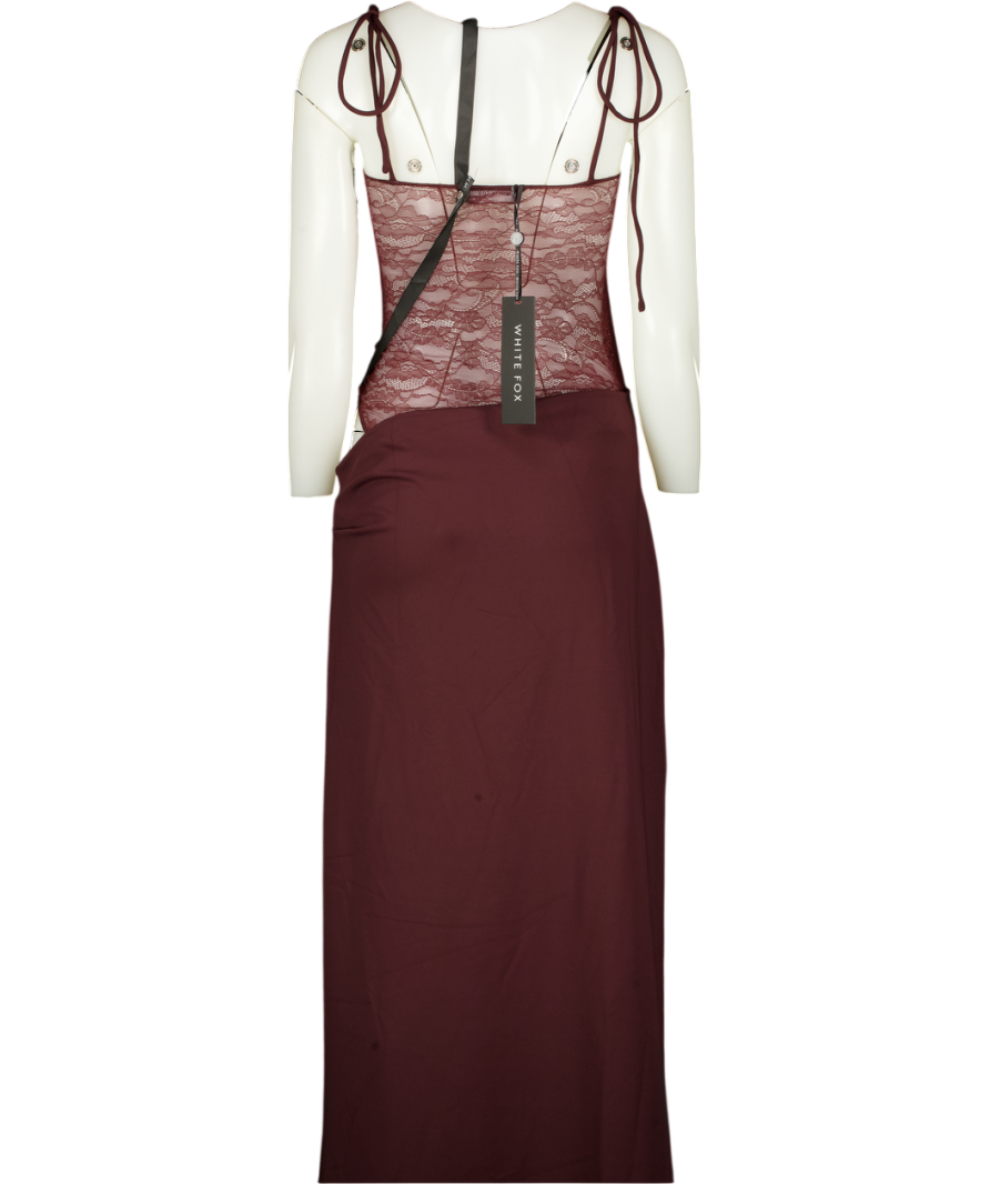 WHITE FOX Compliment Me Maxi Dress Burgundy Brown UK M – Reliked