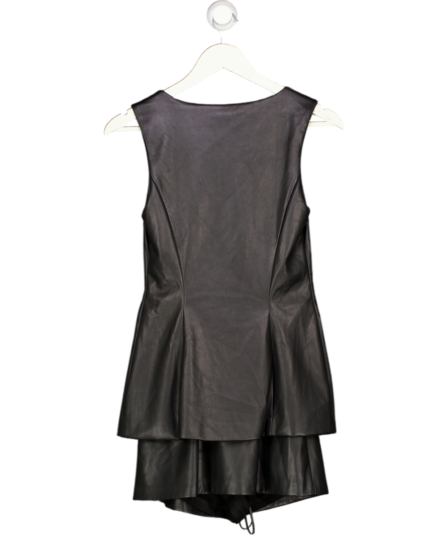 AMADA UPRICHARD Black Buttersoft Faux Leather Kya Playsuit UK XS