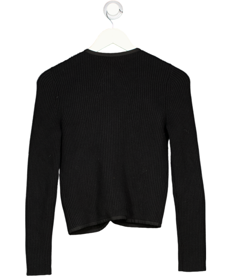 RAG & BONE Black Ribbed Knit Merino Wool Blend Cardigan Jacket UK XXS