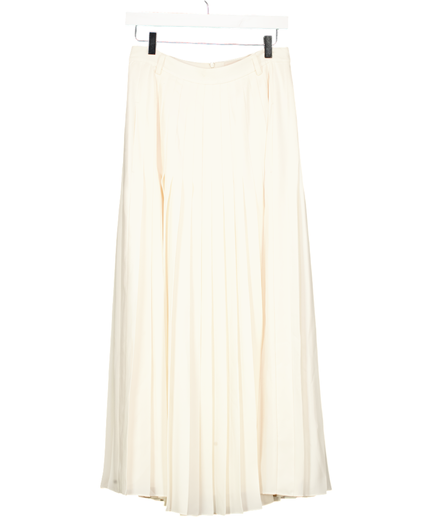 ME + EM Cream Slit Pleated Maxi Skirt Fluid Crepe UK 10