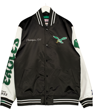 MITCHELL & NESS Black Philadelphia Eagles Varsity Jacket UK XL