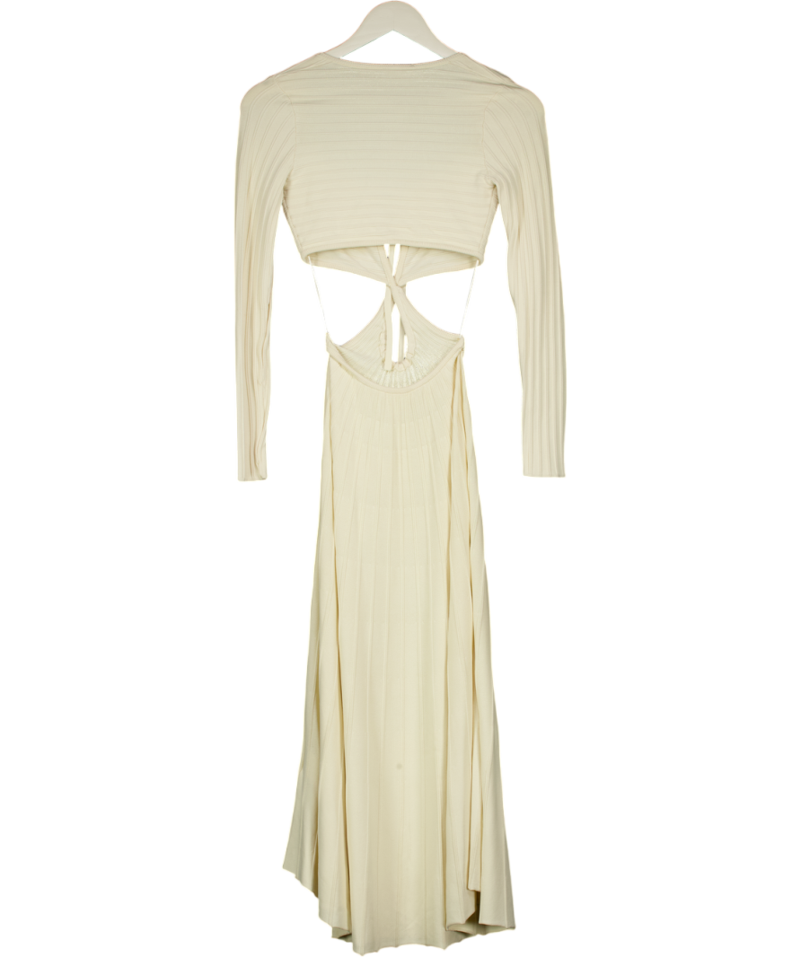 CULT GAIA Cream Fergie Cut-out Rayon-blend Knitted Midi Dress UK XS