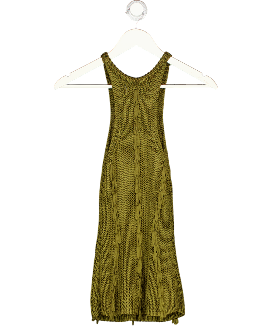 H&M EDITION Green Knitted Loop Detail Tank Top UK S