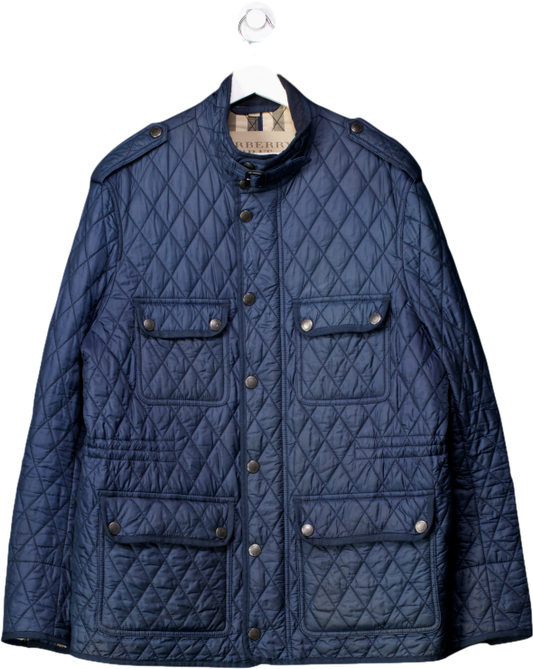 Burberry Blue Corduroy-trimmed Quilted Jacket UK XL