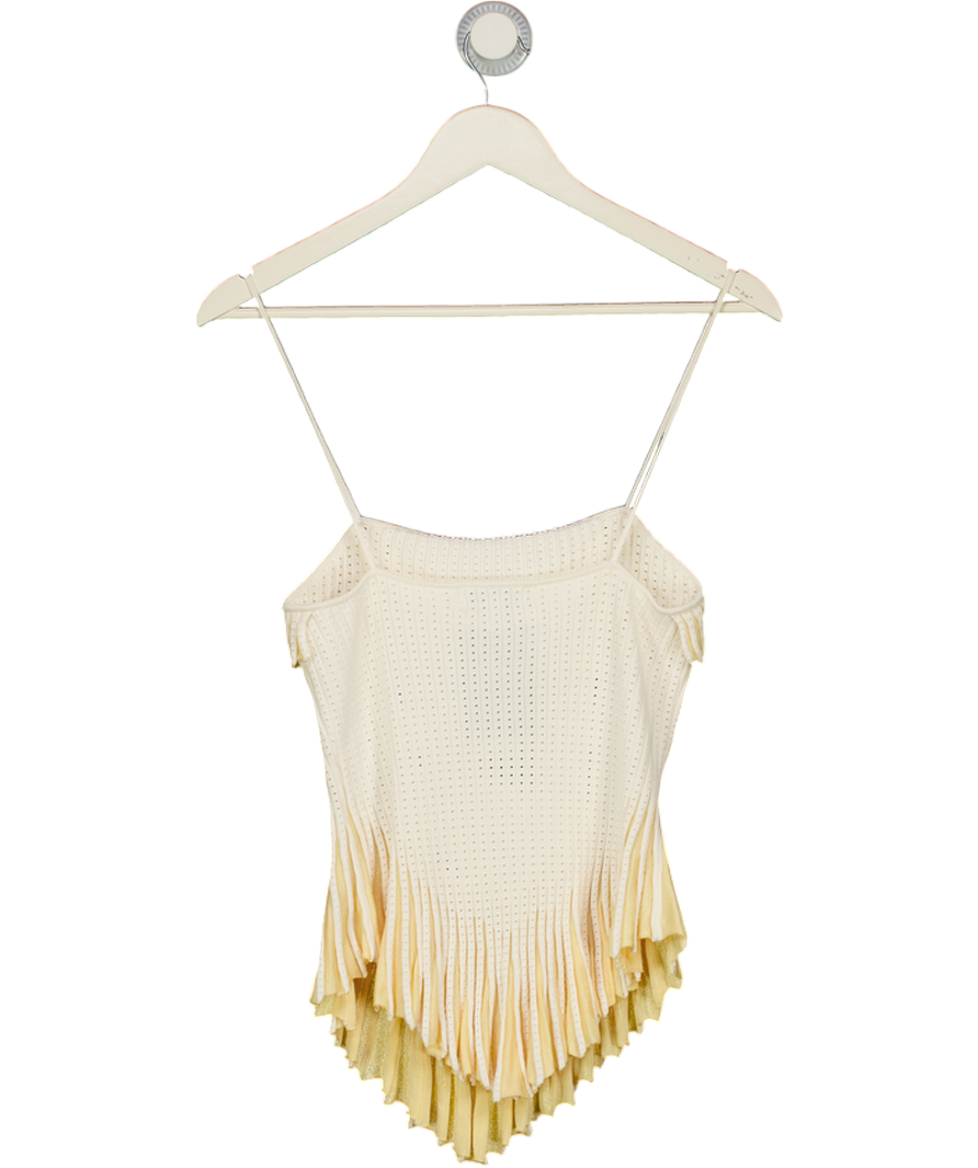 H&M Edition Ivory / Yellow Flounced Pointelle-knit Top UK S