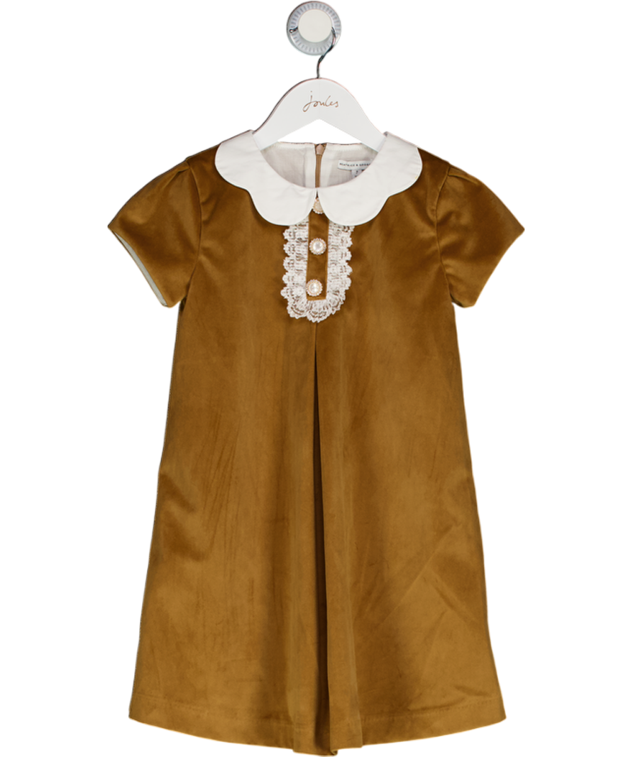 BEATRICE & GEORGE Brown Velvet Embellished Button Occasion Dress 6 Years