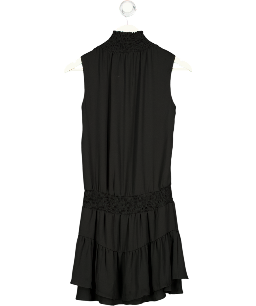 KRISA Black Shirred Turtleneck Mini Dress UK XS