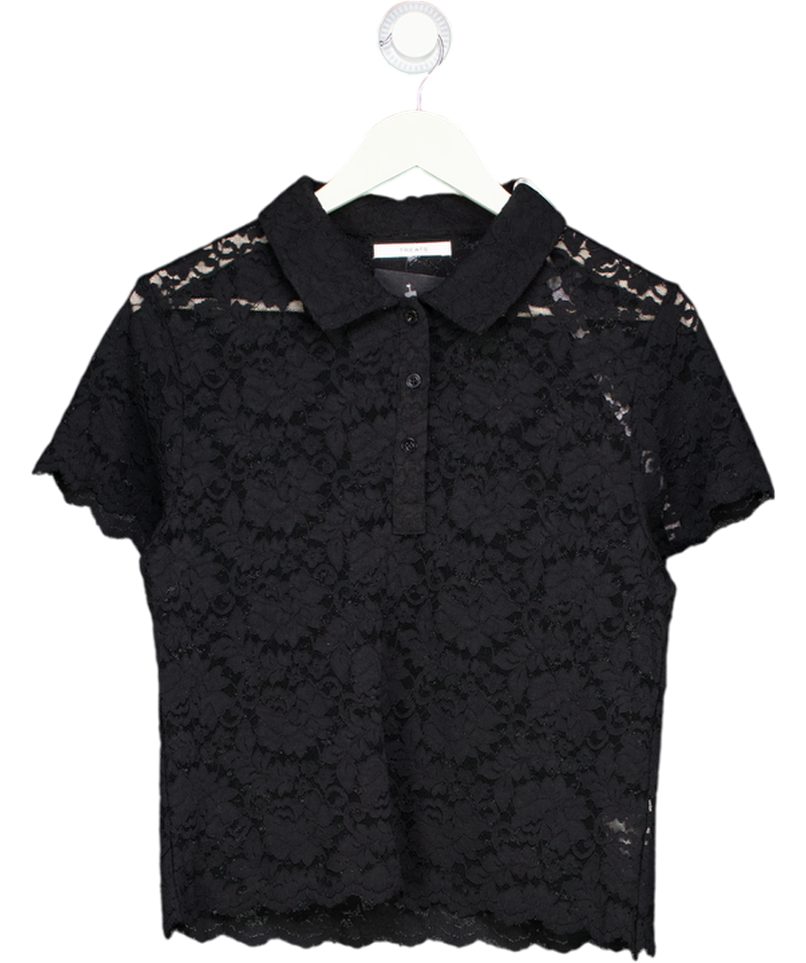 TREATS STUDIOS Black Short Sleeve Lace Shirt UK S