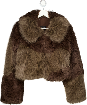 HOUSE OF SUNNY X Big Bang Brown Faux Fur Jacket UK XS/S