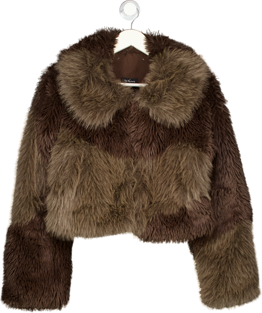 HOUSE OF SUNNY X Big Bang Brown Faux Fur Jacket UK XS/S