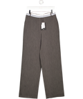 4th & Reckless Exclusive Tailored Contrast Waist Band Straight Leg Trousers In Dark Grey UK 10