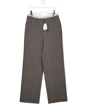 4th & Reckless Exclusive Tailored Contrast Waist Band Straight Leg Trousers In Dark Grey UK 10