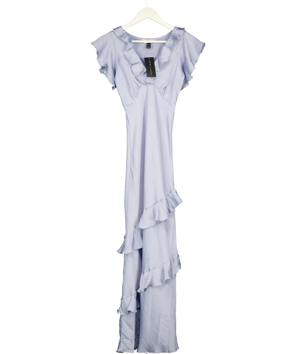 NEW LOOK  Pale Blue Satin Ruffled Midi Dress UK 6