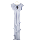 NEW LOOK  Pale Blue Satin Ruffled Midi Dress UK 6