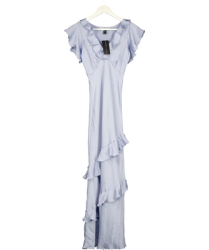 NEW LOOK  Pale Blue Satin Ruffled Midi Dress UK 6