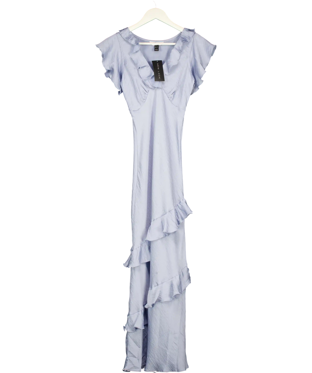 NEW LOOK  Pale Blue Satin Ruffled Midi Dress UK 6
