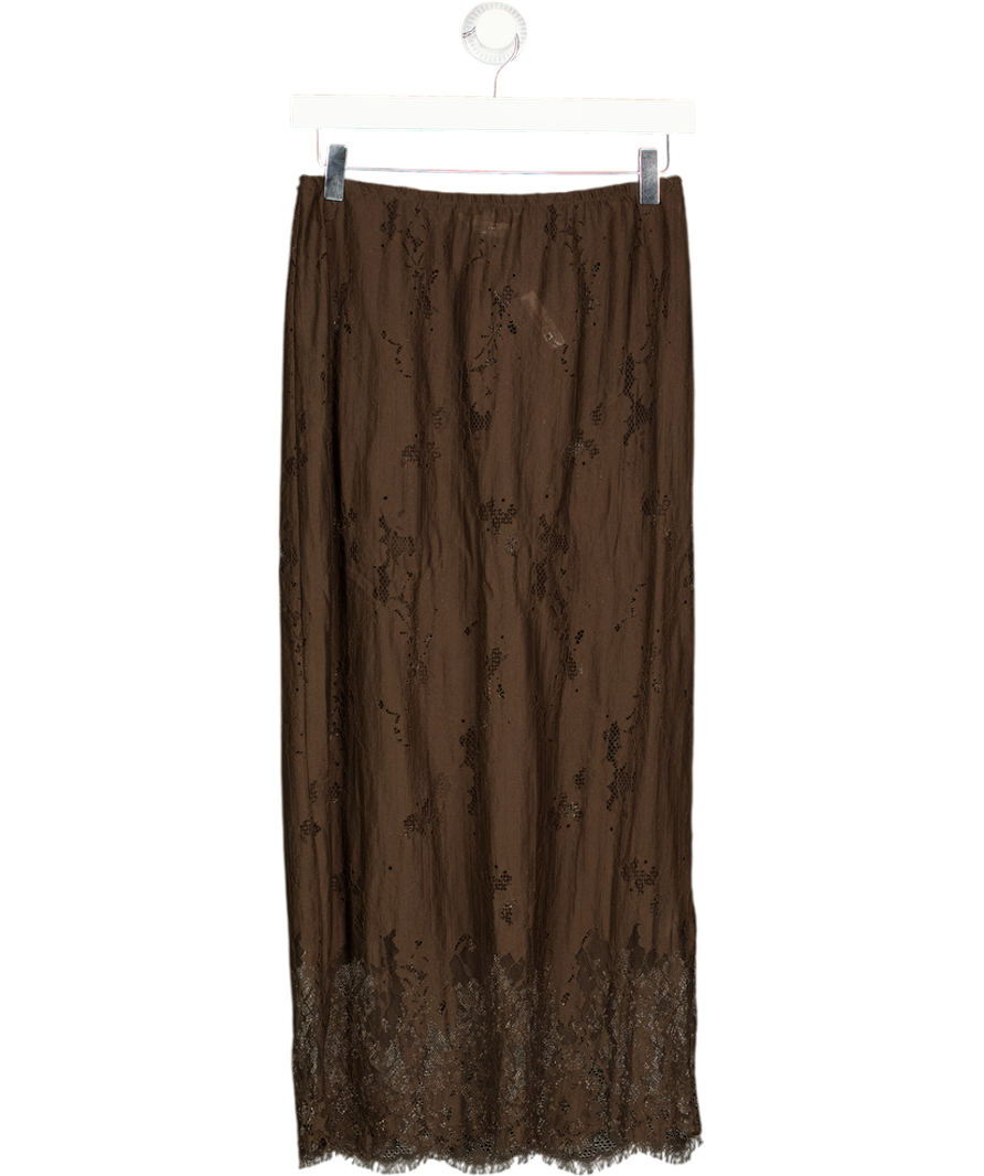 H&M Edition Brown Sheer Lace Skirt UK S