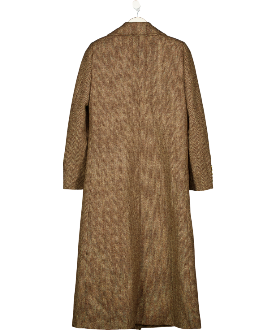 HOLLAND COOPER Double Breasted Long Coat - Brown Herringbone UK 6
