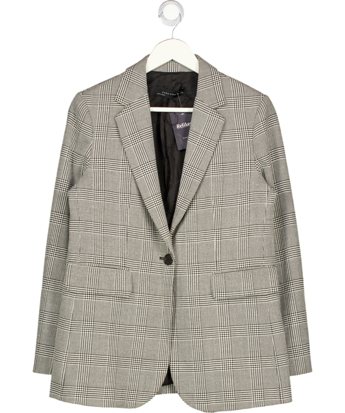 ZARA Black Check Single Breasted Blazer UK L