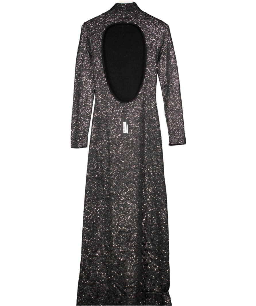 Rag & Bone Black Danni Sequined Sparkle Knit Open Back Maxi Dress UK S