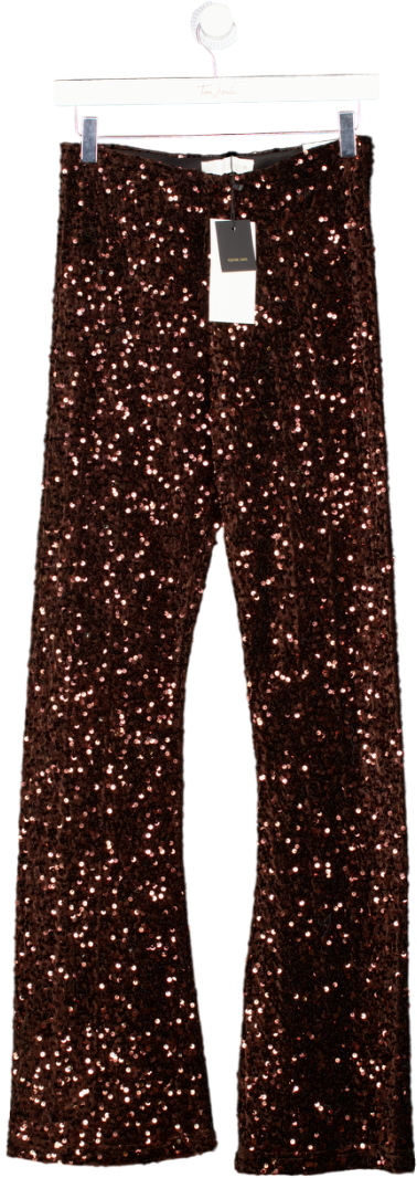 ZARA Brown Flare Velvet Sequin Leggings UK S