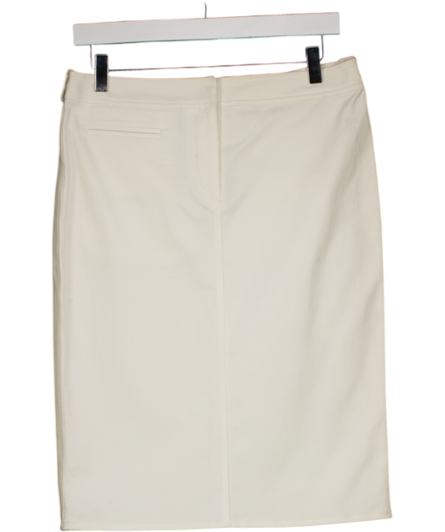 CHRISTIAN DIOR Cream Stretch Denim Pencil Skirt Fr40 UK 12