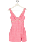 SELF PORTRAIT Pink Embellished Bow-detailed Bouclé-tweed Mini Dress UK 4