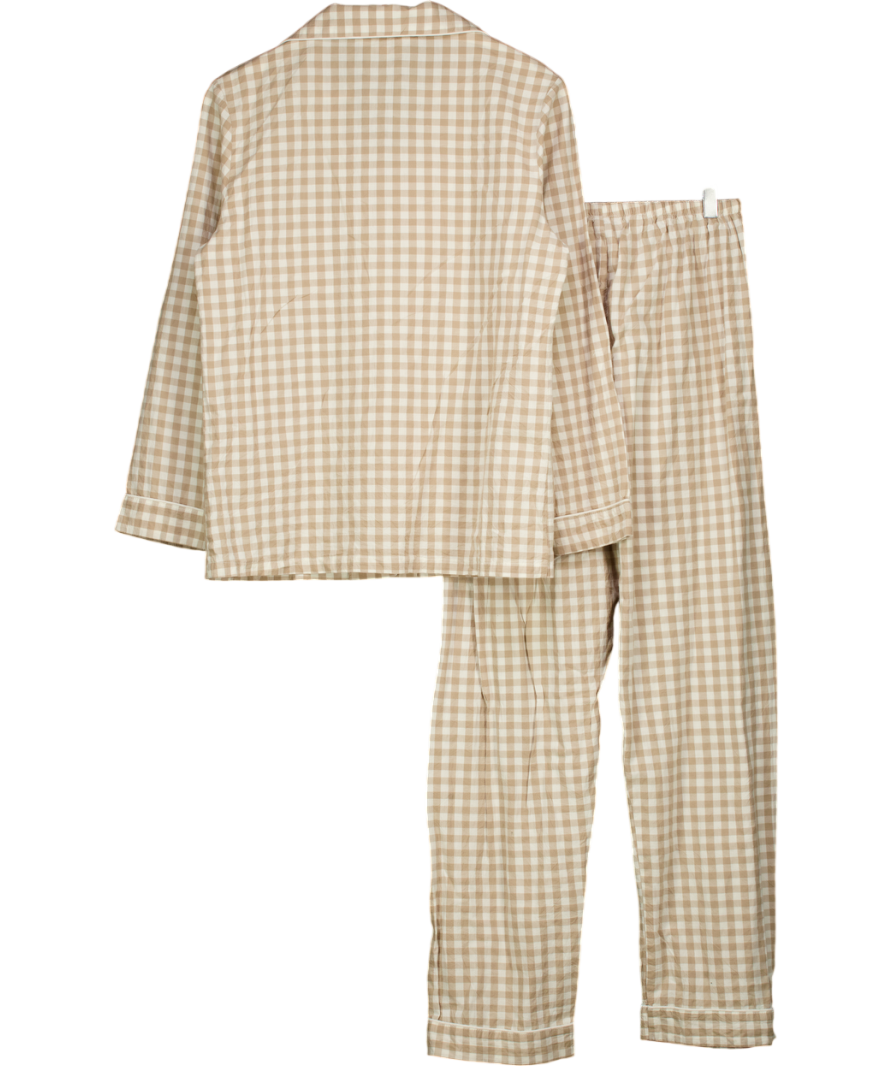 The NAP Co. Beige & White Linen-cotton Long Pyjama Set UK S
