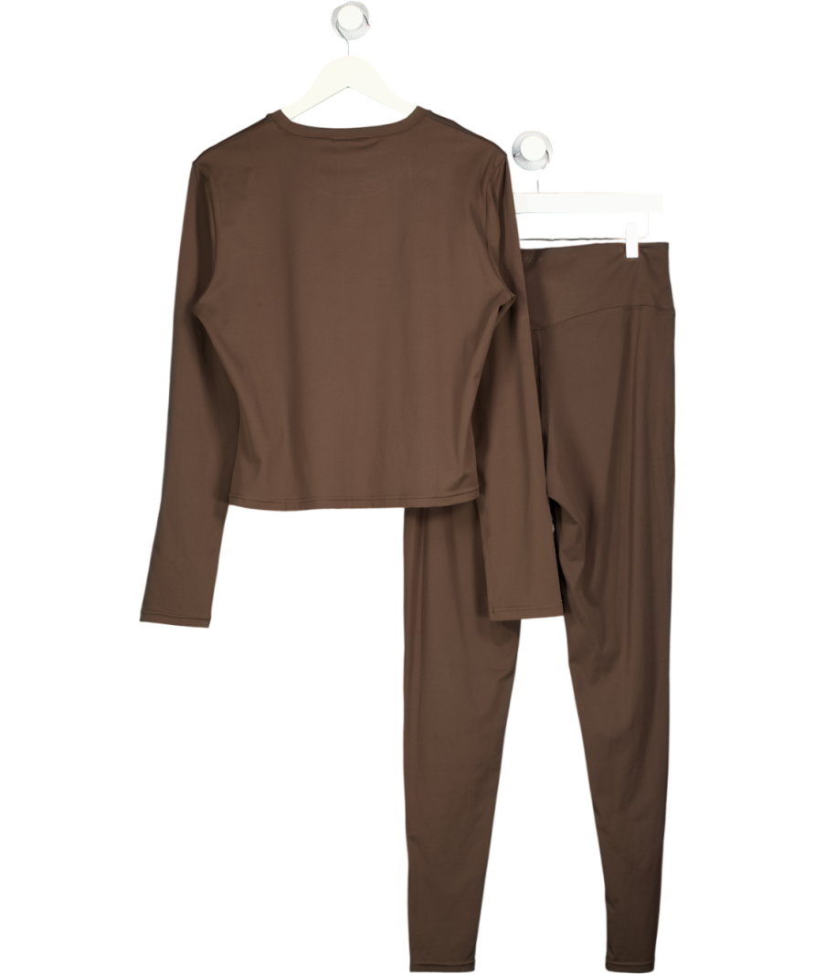 THE COUTURE CLUB 2-piece Brown Long Sleeve Active Wear Top (uk 18) And Leggings Set UK 16