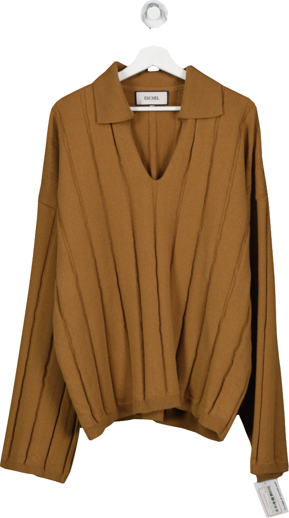 Eschel Rose Knitted Collar Top Brown UK S
