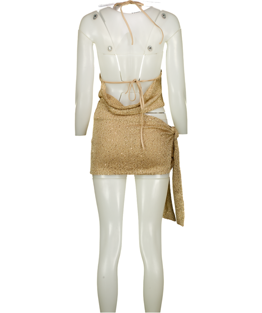 OUTCAST Metallic Elazar Mini Dress Gold Shimmer UK XS