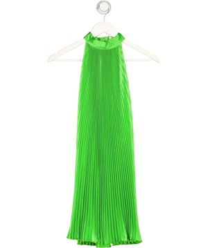 L'IDEE Apple Green Satin Sunray Pleat Mini Dress UK 8